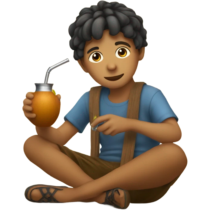 A boy of Argentina drinking mate emoji