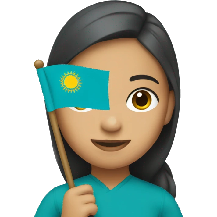 Girl holding Kazakh flag  emoji