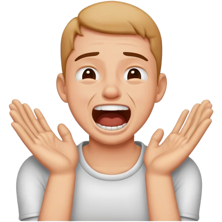 person choking themselves with hands and laughing crying emoji