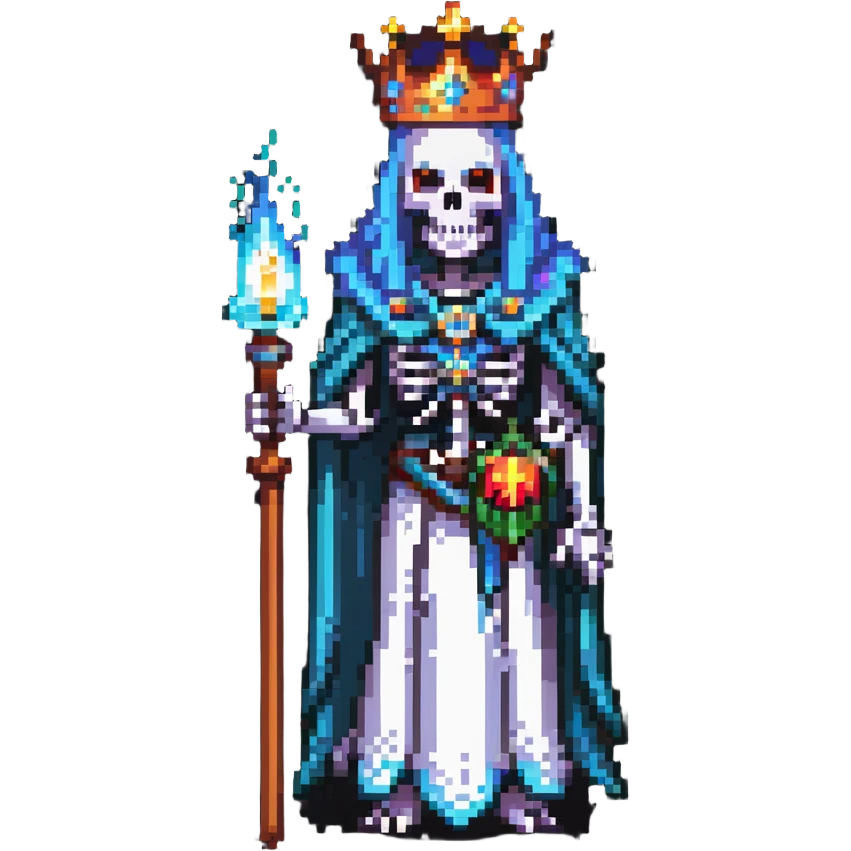 skeleton lich with crown and magical aura emoji