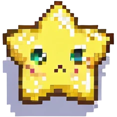 Make the chibi star bright yellow, keep pixel art style, remove background. emoji