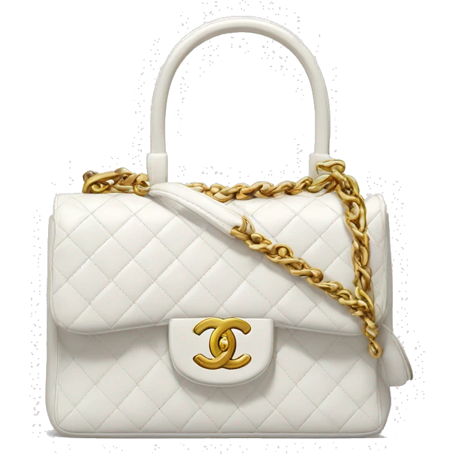 white chanel top handle bag with gold hardware emoji