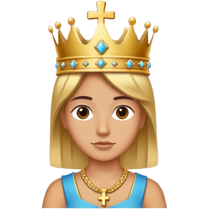 Gold cross necklace wearing criwn emoji