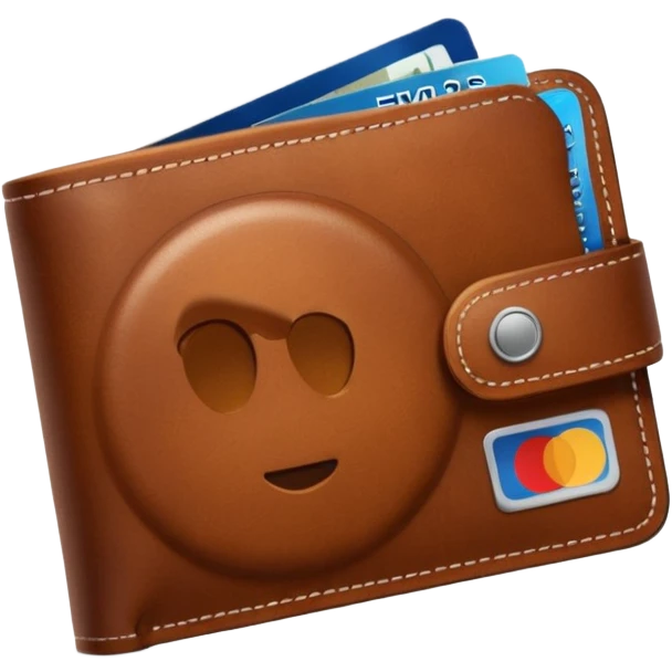 portefeuille marron avec quelques billets et carte bancaire emoji
