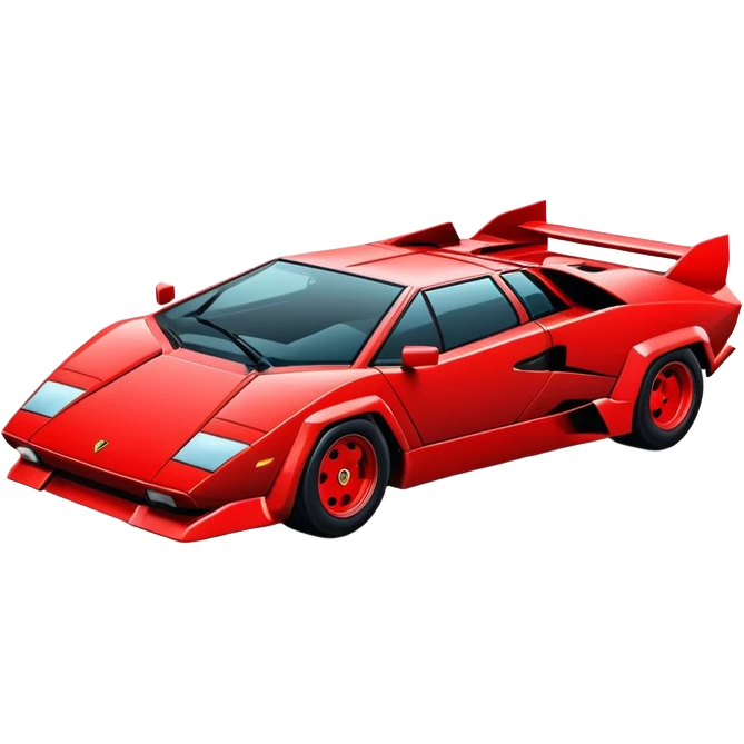 Simplified red Lamborghini Countach sports car, basic geometric shapes, minimal styling emoji