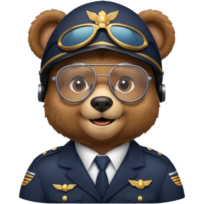 pilot bear with glasses emoji