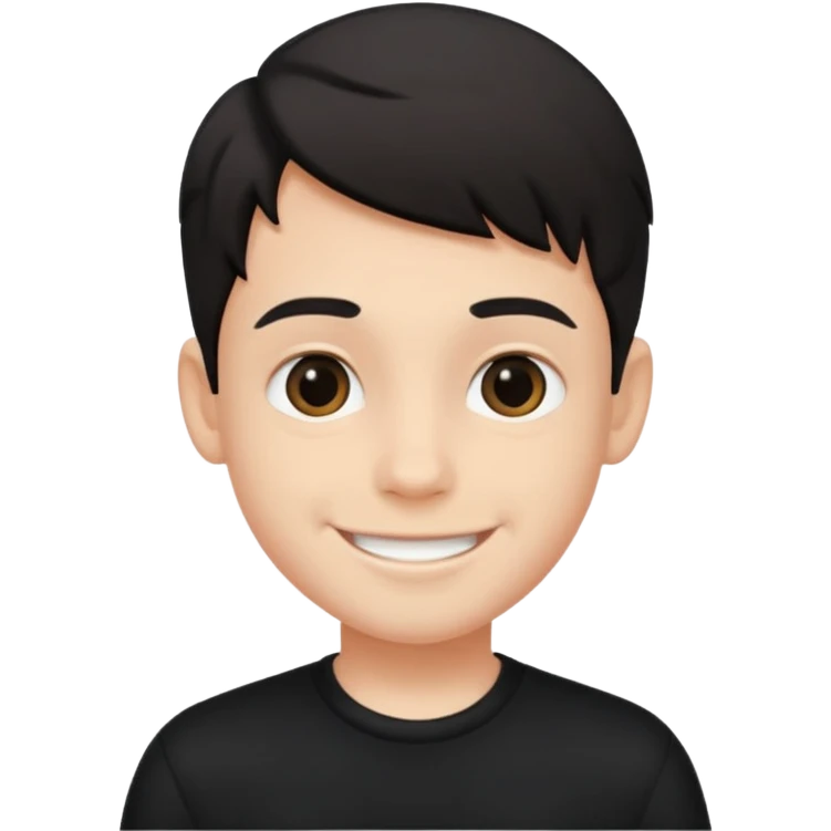 Maktab yonida kulib turgan qora kiyimdagi bola emojisini chiqarib ber emoji