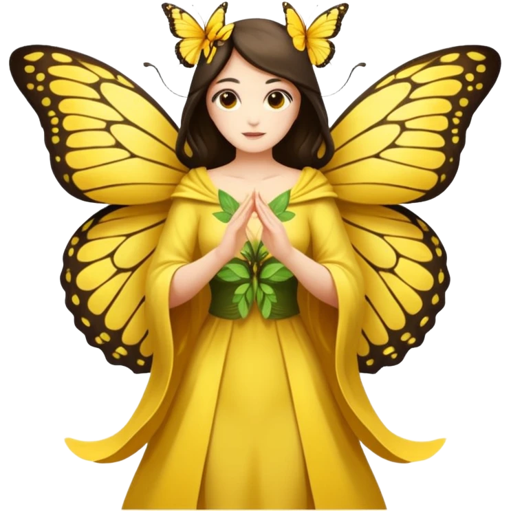 nature spirit woman dressed as butterfly herald yellow, wing sleeves spread emoji