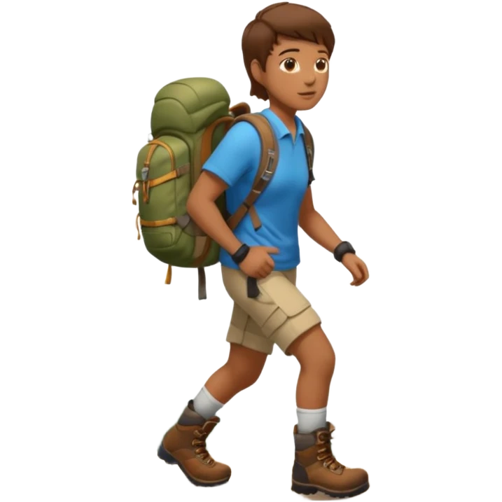 Hiker with backpack facing right emoji