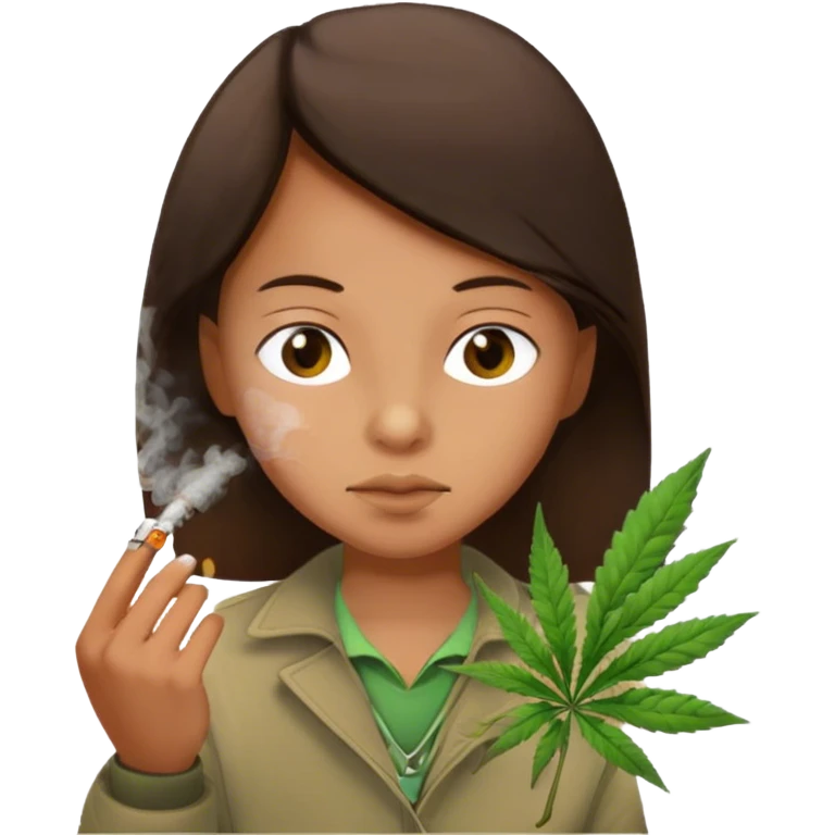 Brunette Kid Smoking weed emoji