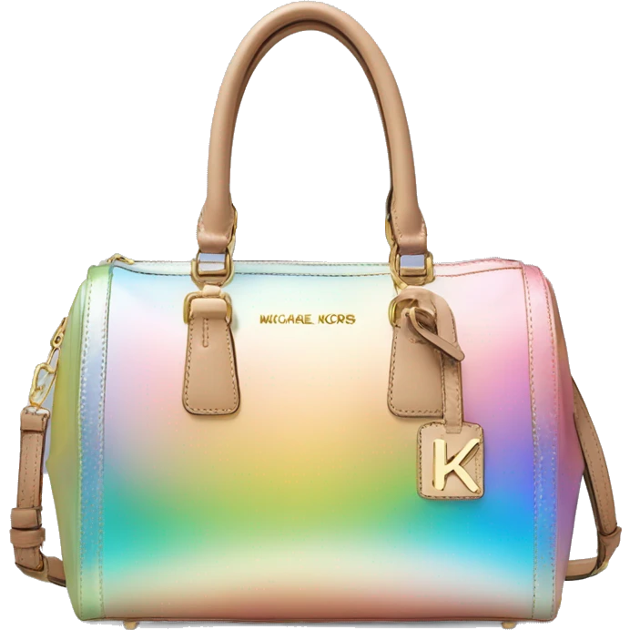 Realistic iridescent pastel rainbow michael kors satchel purse. emoji