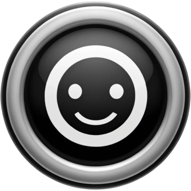 Círculo totalmente negro, adentro del círculo un símbolo de encendido y apagado en color blanco emoji