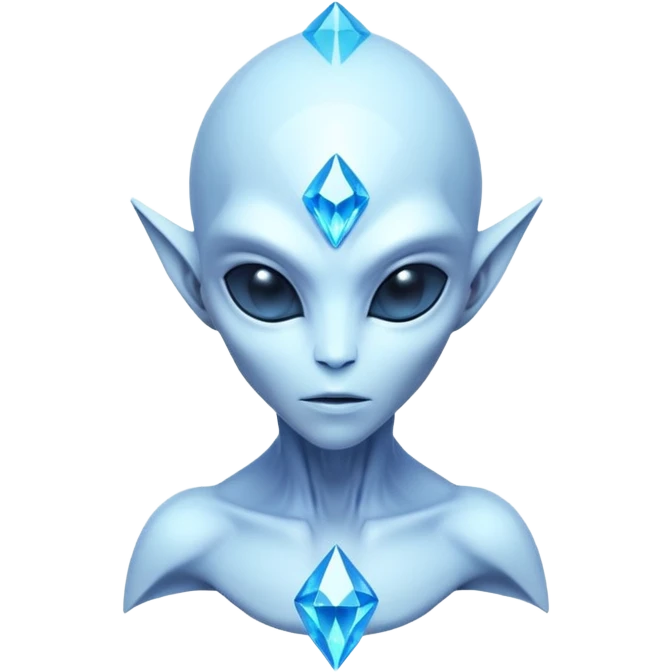 crystal alien portrait, head and shoulders only, transparent crystal skin, glowing core inside chest, sharp geometric features, 3D cartoon, mobile game icon style, clean background, no text, no watermark
 emoji