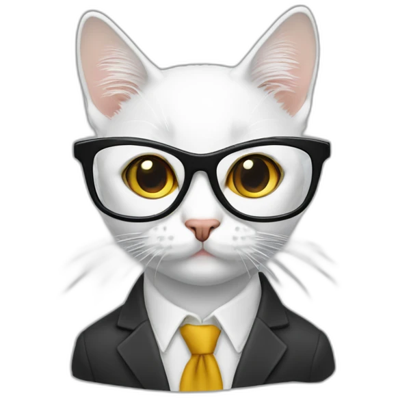 Gato branco com oculos emoji
