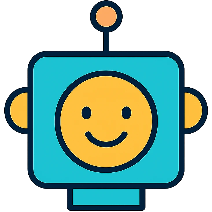 friendly face AI assistant icon, digital style emoji