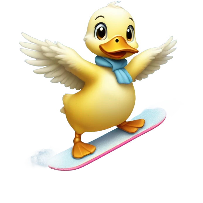 baby duck snowboarding emoji