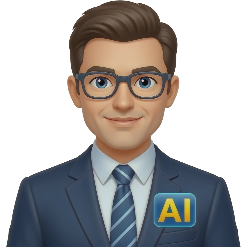 male executive accountant with ai superpowers emoji