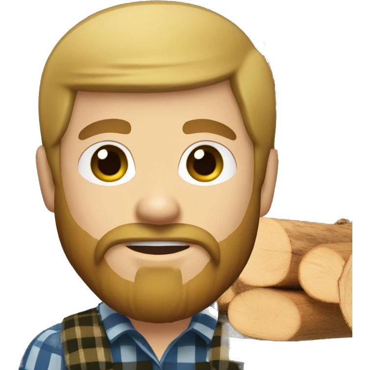 white man lumberjack with beard blond hair chopping firewood emoji