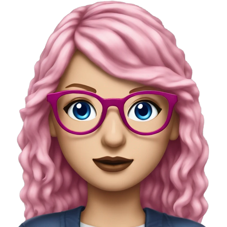 Photo Realistic Taylor Swift blue eyes and glasses with pink hair  emoji
