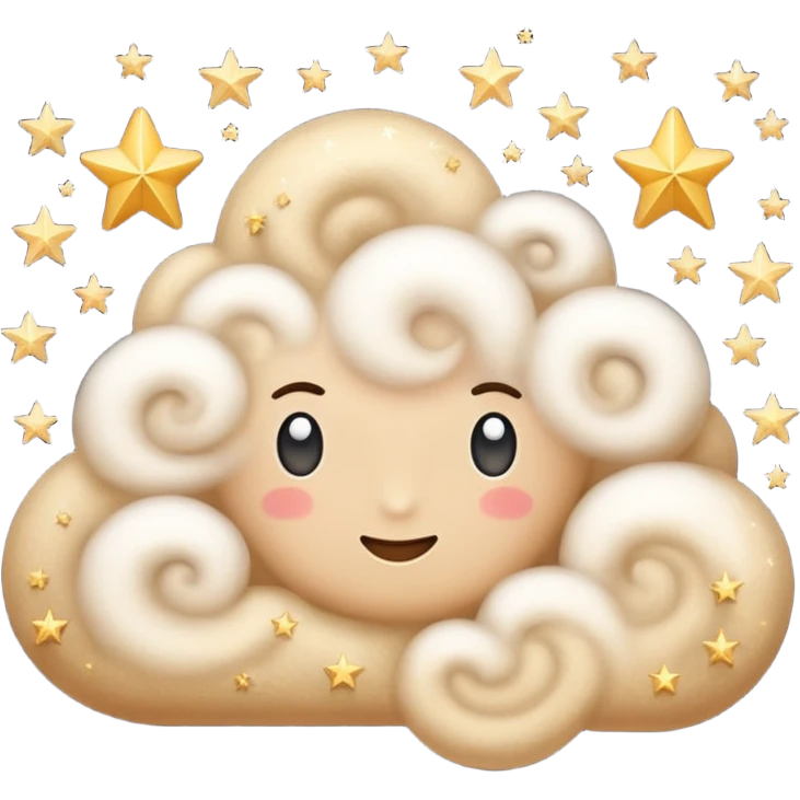 A cloud of dust with various swirls and stars emerging from it. emoji