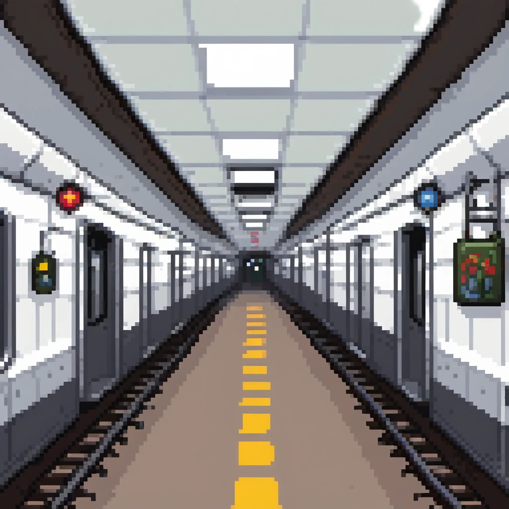 A subway train emoji at the station in the tunnel emoji