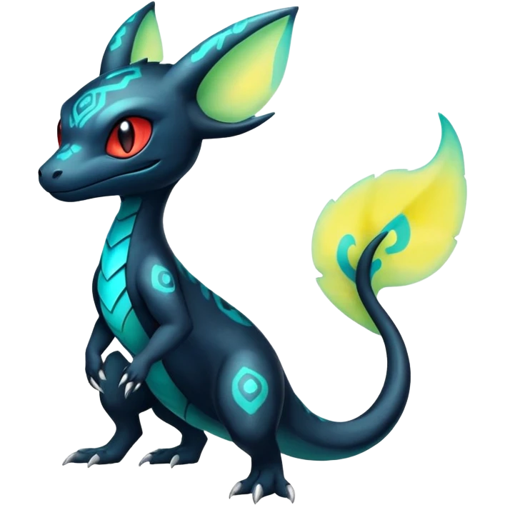 Shiny Exotic Salandit-Umbreon-Charmeleon-Fakémon-hybrid-creature (full body)  emoji