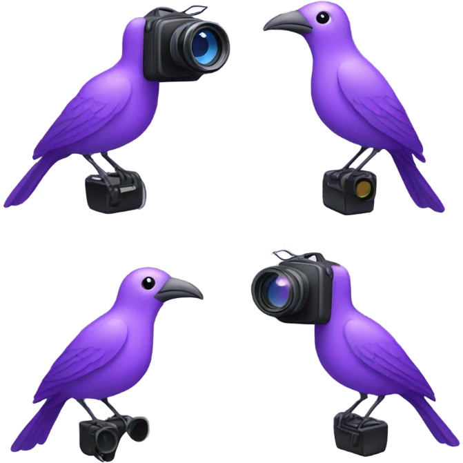 Purple bird with video camera  emoji