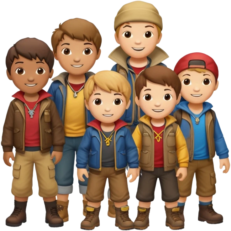 The Goonies group of kids, adventure movie characters emoji