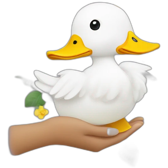 yellow duck hands a flower emoji