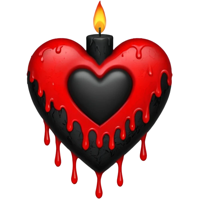 realistic gothic heart with a black candle emoji
