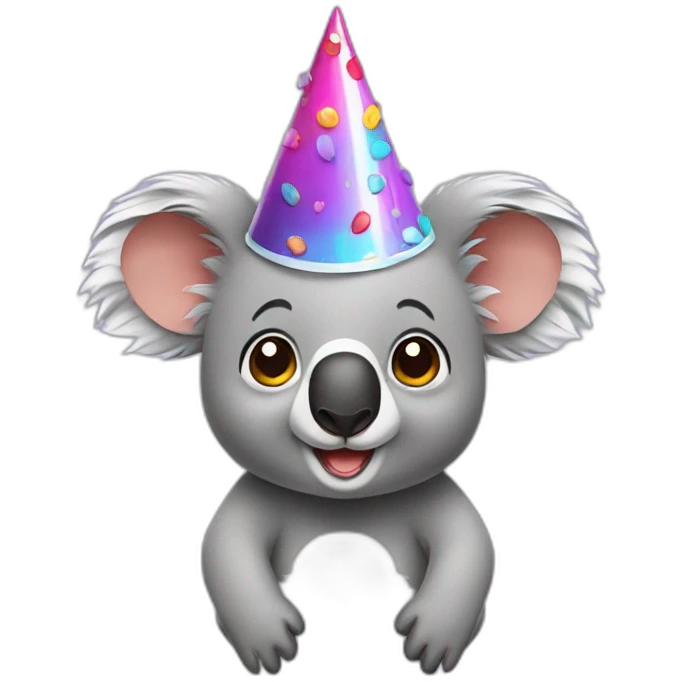 Koala with birthday hat emoji