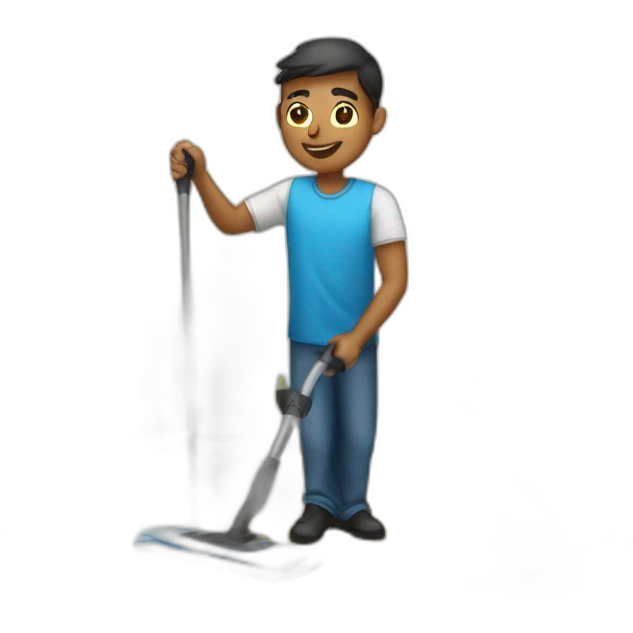 A man cleaning a hostel dorm emoji