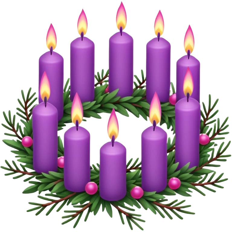 advent wreath with 3 purple candles and one pink candle emoji