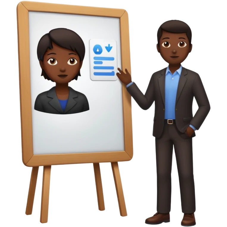 person silhouette standing next to a project board emoji