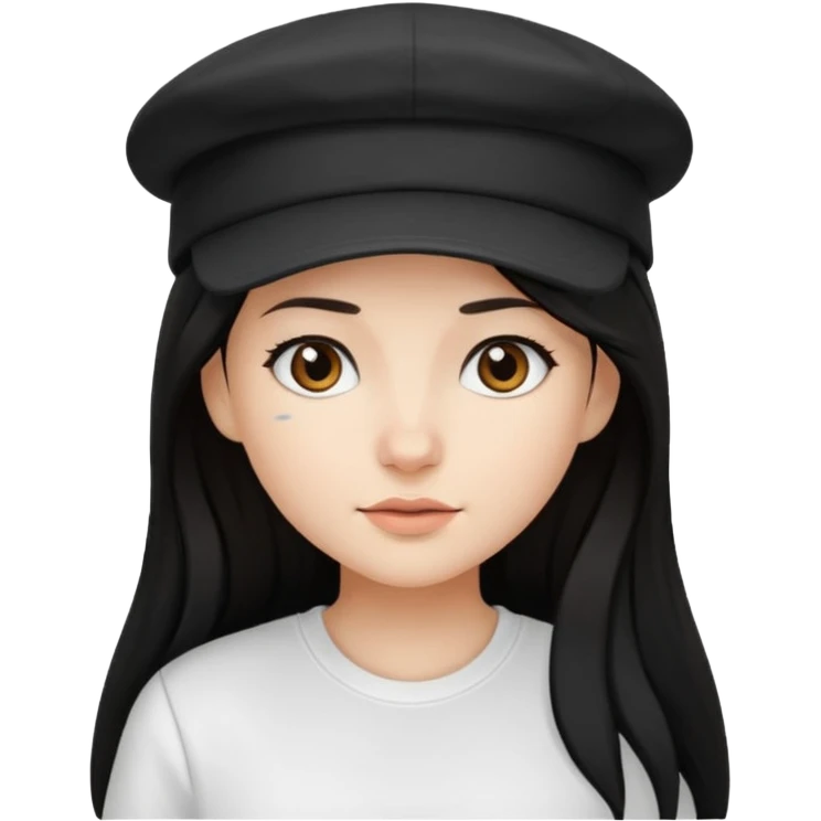 Girl with turned back black cap and a long hair  emoji