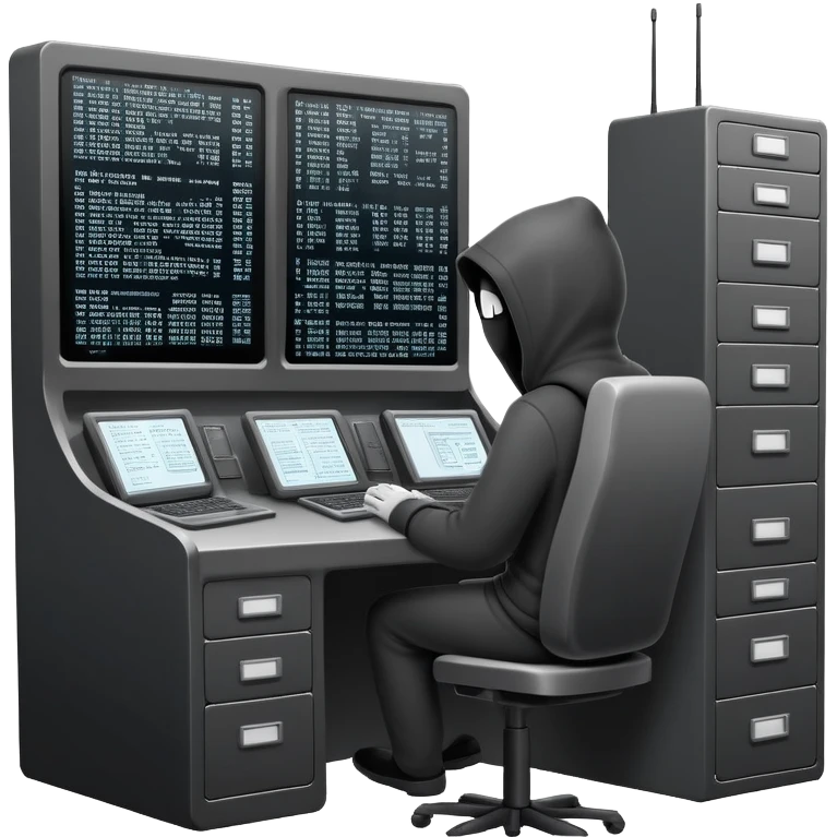 monochrome hacker terminal command center emoji