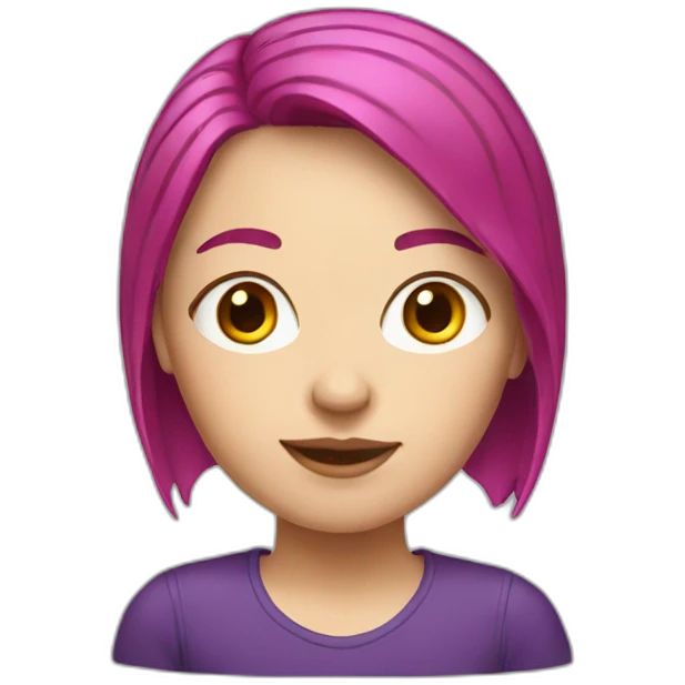 White girl with a magenta hair emoji