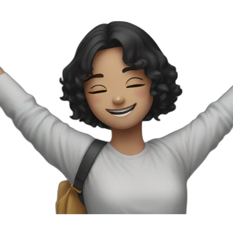 joyful girl with raised arms emoji
