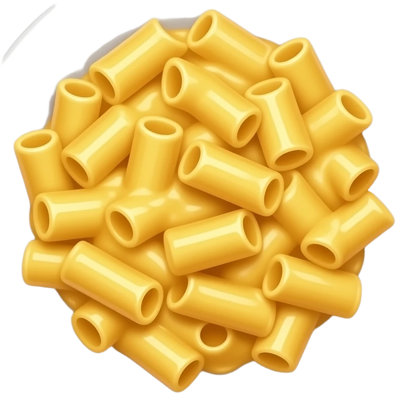 mac and cheese pasta on a full white plate, complete round plate fully visible, no cut edges, only pasta and plate, premium casual game art, 3D cartoon, front view, centered, no outline, transparent background emoji