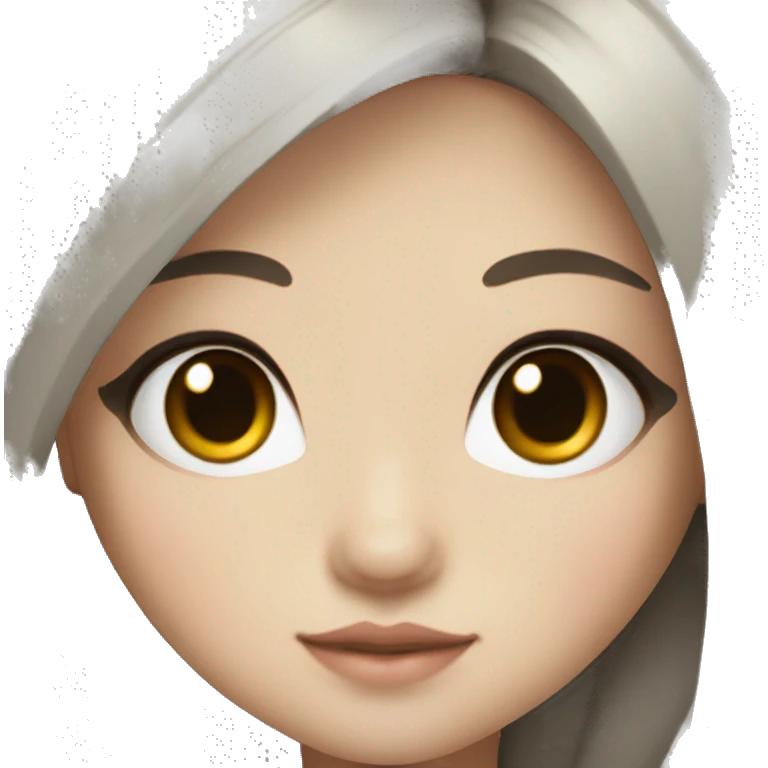 korean girl doll eyes pretty black long hair brown eyes emoji