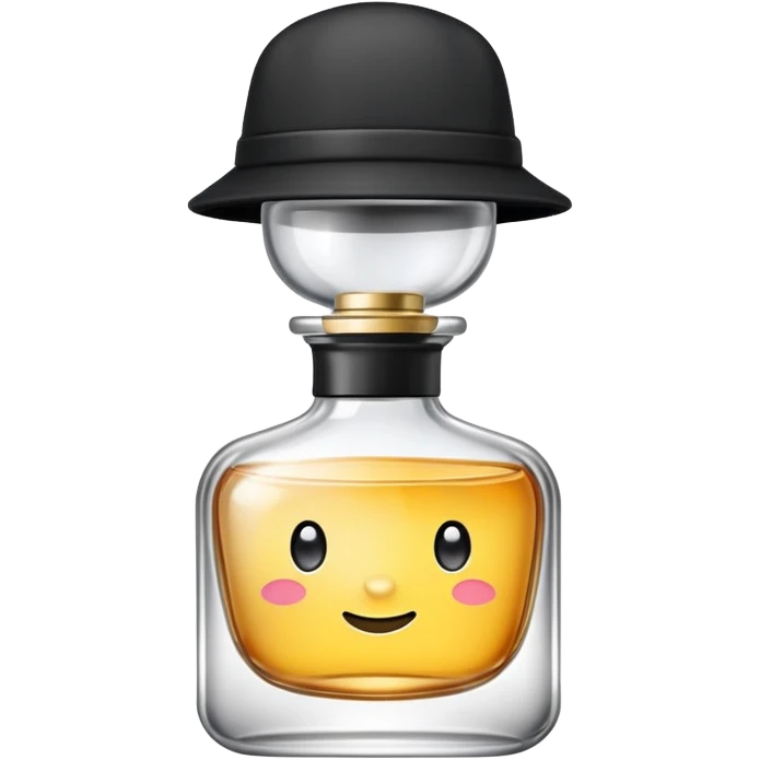 cute perfume emoji with black cap emoji