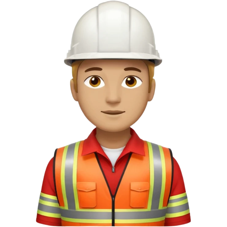 Arquitecto con casco blanco pero con chaleco de color rojo y cinta reflectiva de color dorado, no utilices el color anaranjado y tampoco el verde emoji