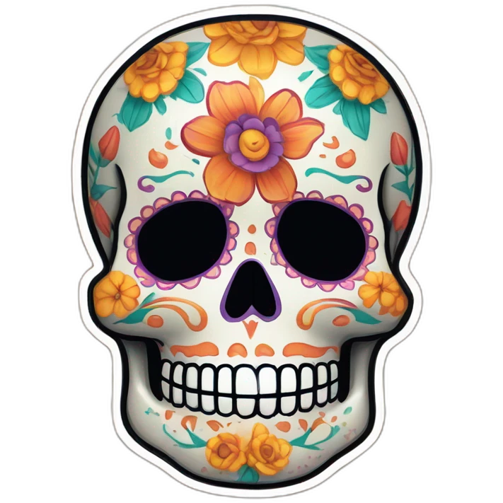 dia de los muertos sticker skull mexico flores de cempasuchil emoji