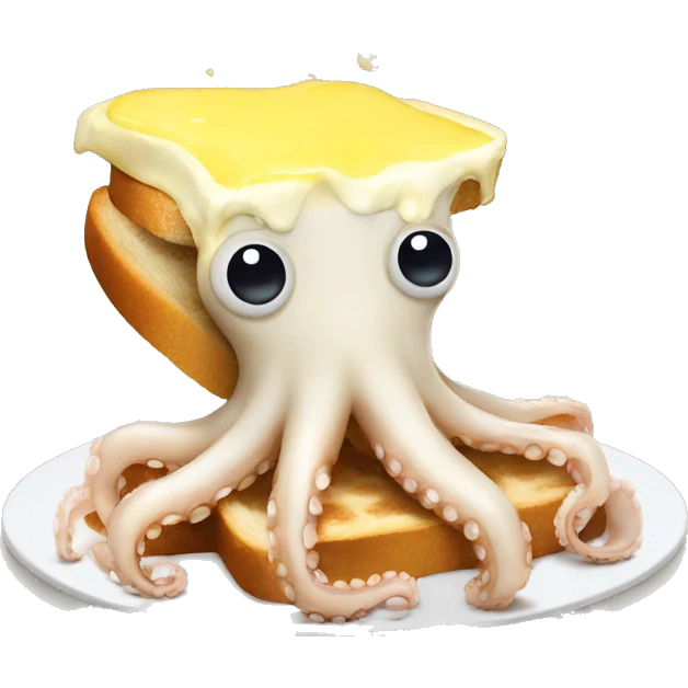 octopus spreading butter on a toast emoji