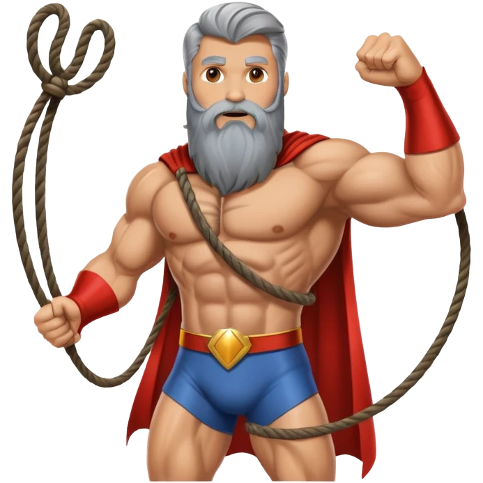 superhero with long beard using it as a lasso to catch villains emoji