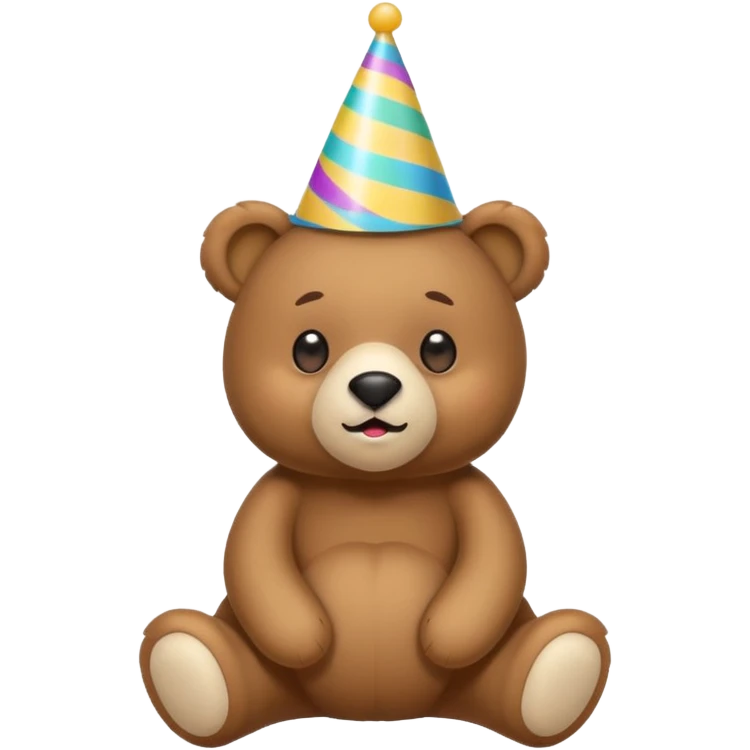 Plush bear wearing part hat emoji