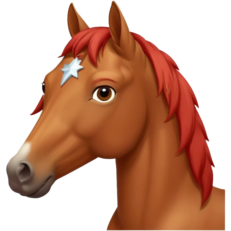 Red dun horse with a small white star between his eyes emoji