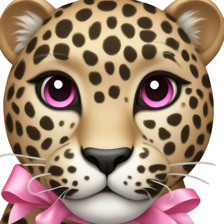 Leopard with pink bow emoji