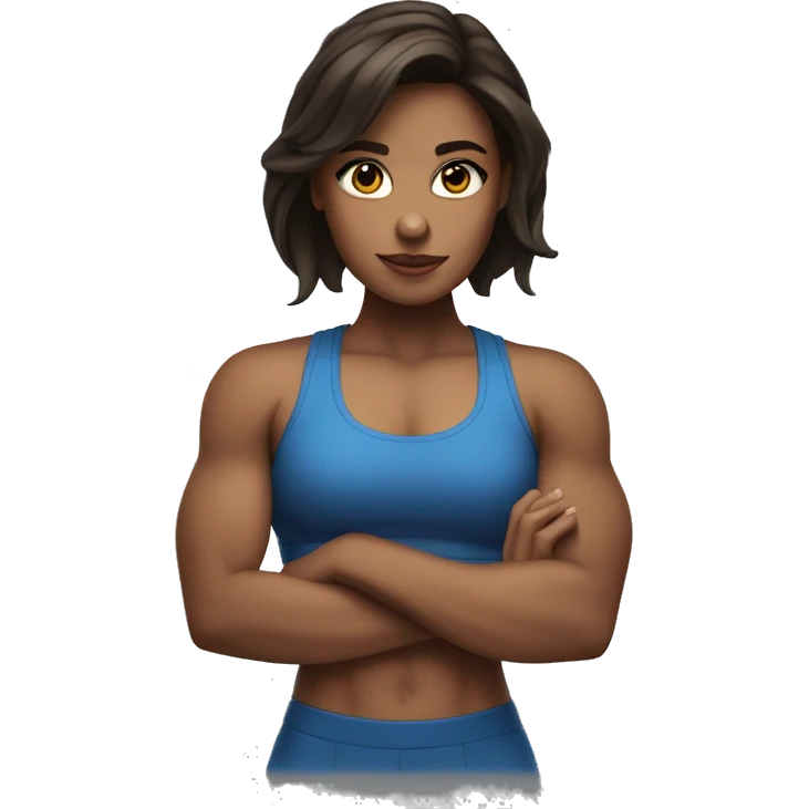 Brunette gym girl with biceps emoji