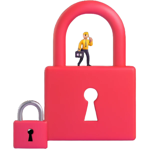 A person looking confused with a question mark and a lock, forgot password concept emoji